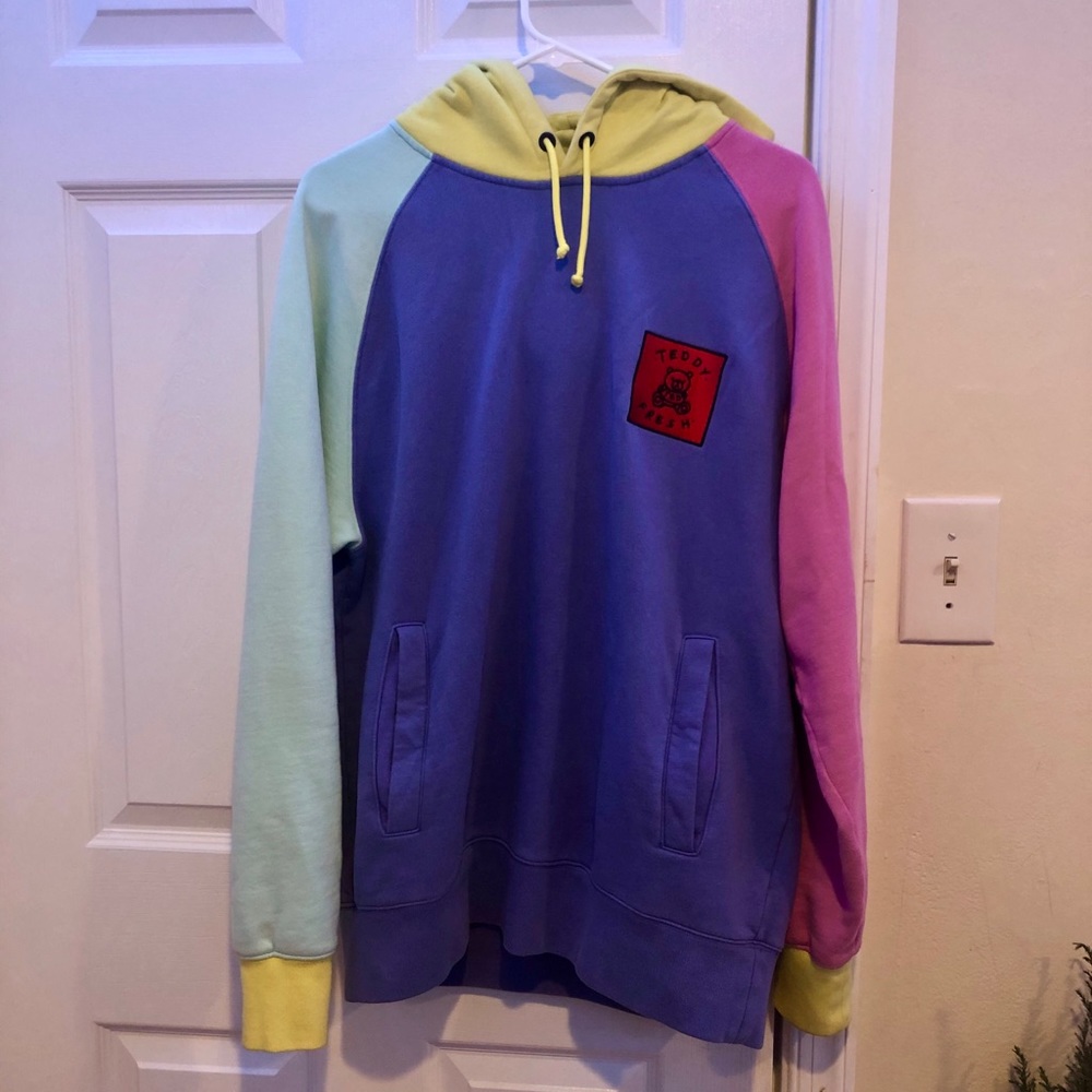 men’s teddy fresh color block hoodie